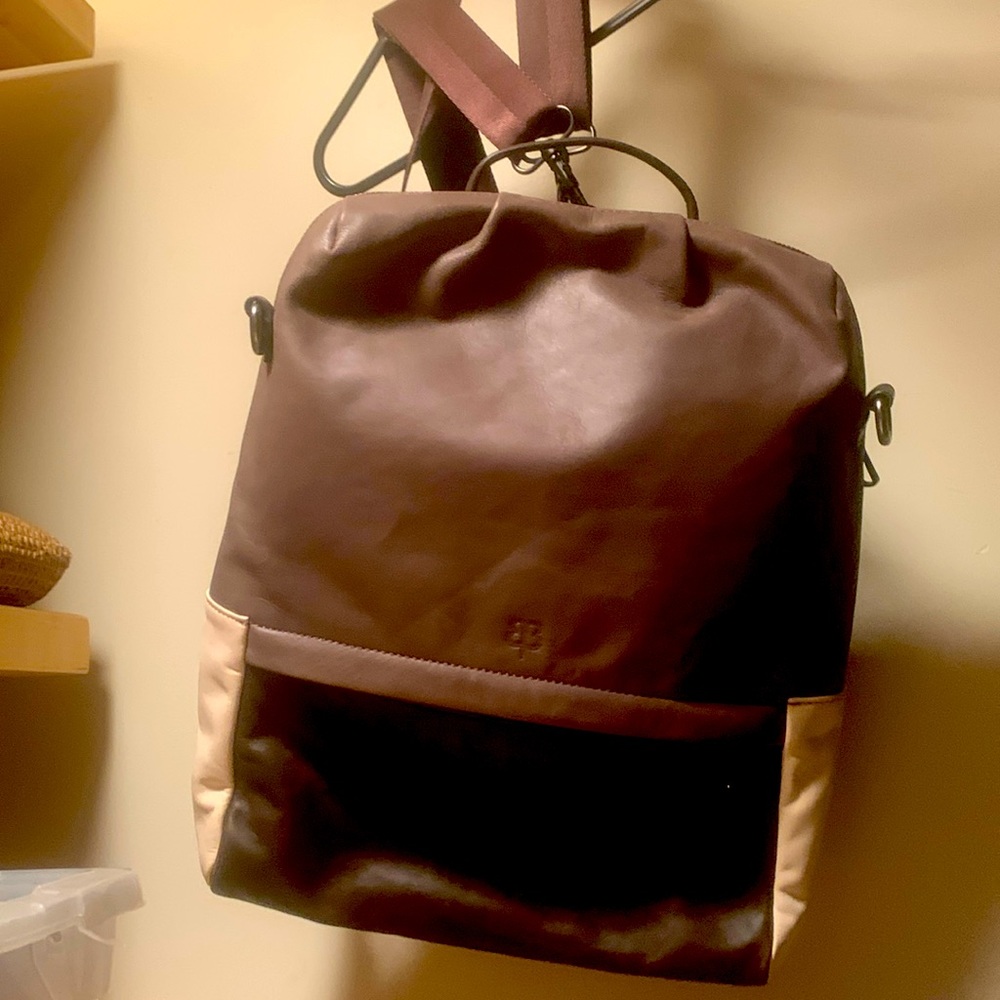 Leather two tone backpack